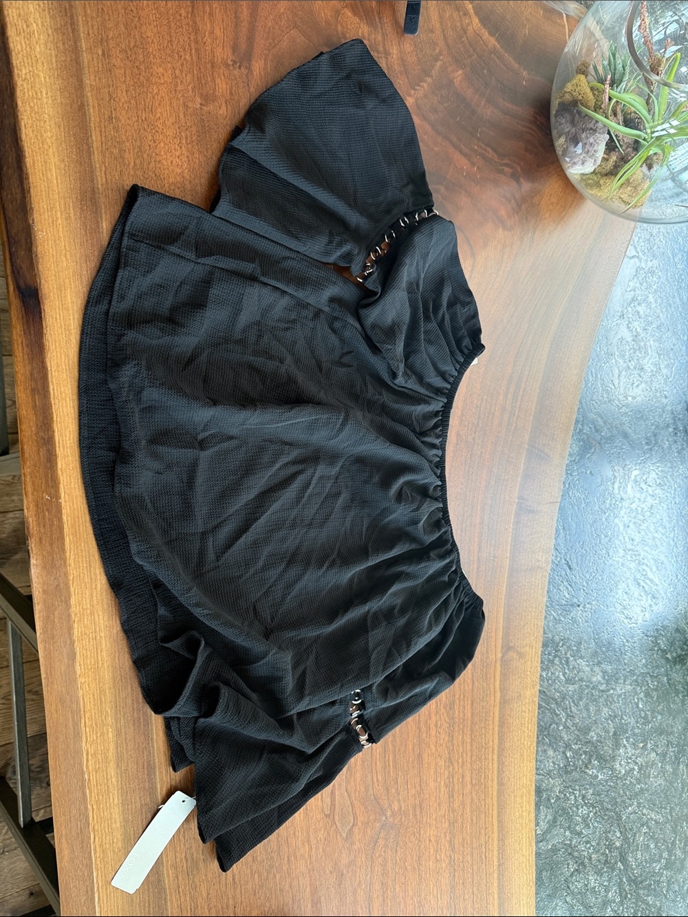 Ariella Black Circle top with Chain Accent